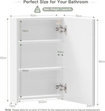 Wall Mounted Single Door Mirror Cabinet Bathroom Cupboard with Adjustable Shelf