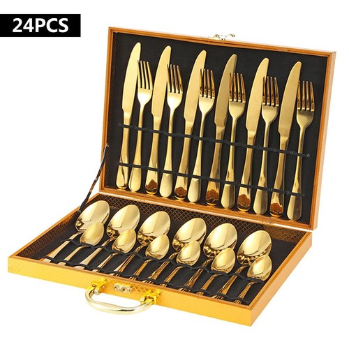 Gold cutlery set - cutlery,