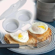 Microwave Egg Poacher Kitchen Steam Maker Cooker 2 Eggs Poach Breakfast Kitchen.