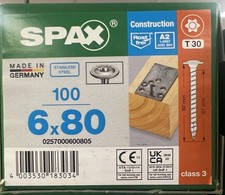 SPAX 100x 6x80mm T30 Class 3