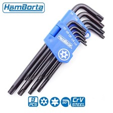 Torx Key Set HemBorta 9pc Security Anti Tamper Allen Star Keys Hollow Ends Long