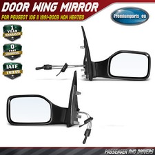 Pair Manual Cable Door Wing Mirror for Peugeot 106 II 1991-2003 NON Heated Black