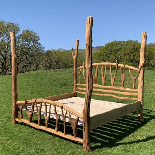 Rustic four poster bed - bed, frame