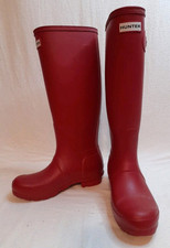 Hunter Wellies Original Tall Matt Red Rain Boots Size Uk 3 Fully Waterproof 