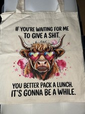 Rude Highland Cow Beige Tote