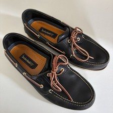 Timberland Classic Boat Shoes Mens Size UK 9 Leather Lace Navy Blue Deck - 74036