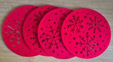 THICK FELT FABRIC PLACEMATS WITH CUTOUT SNOWFLAKES AND STARS X 4