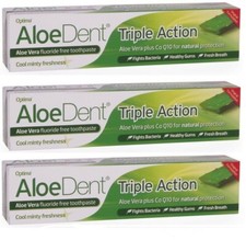 Aloe dent Aloe Vera Fluoride Free Original Triple Action Toothpaste (100ml X 3)