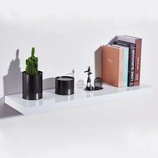 Modern HIGH GLOSS Shelf Floating Wall Shelves White Black Grey Bookcase Display
