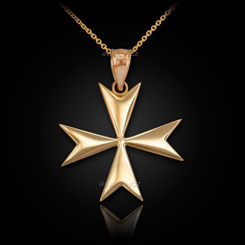 Polished gold maltese cross - gold,