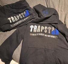 TRAPSTAR CHENILLE DECODED HOODIE TRACKSUIT 2.0 BLACK BLUE