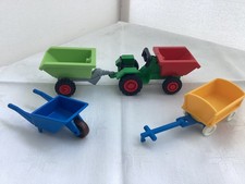 (A397) Playmobil – Small tractor, trailer , Wheel barrow and trolley - Used