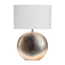 Table Lamp Bedside Light White Shade Ceramic Polished Gold Effect E14 28W