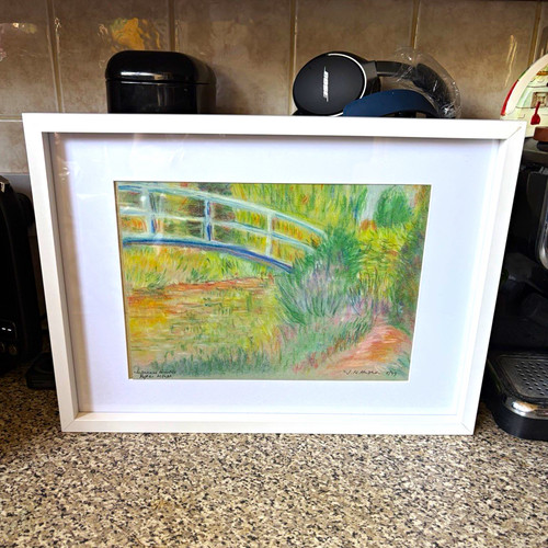 Vintage framed pastel painting - framed,