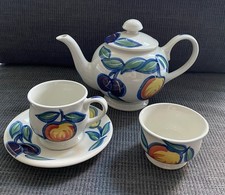 Royal Winton Fiesta Hand Painted Tea Pot Sugar Pot And Cup With Saucer Set 