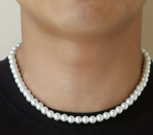 Necklace white string pearls - necklace,