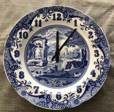 Spode Blue Italian Large Blue & White Clock/Plate Made In England