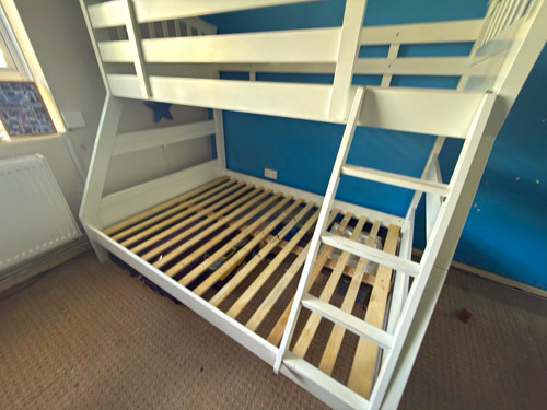 Single white wooden bunk bed - white,