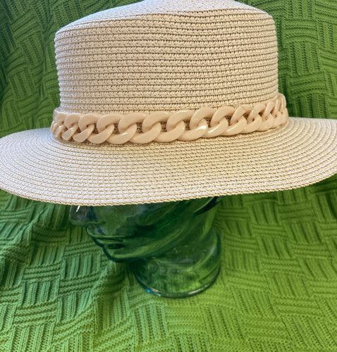 Cream straw boater - , hat
