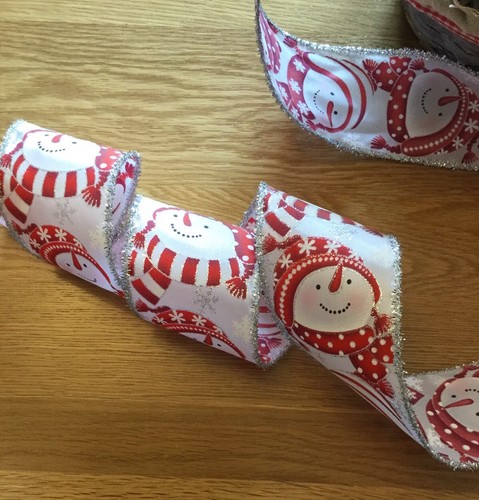 Christmas wired ribbon snowmen - ribbon,