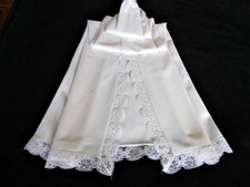Vintage Lorraine MAXI Waist Slip S Silky White Nylon Lace Hem/Slit Pillow Tab