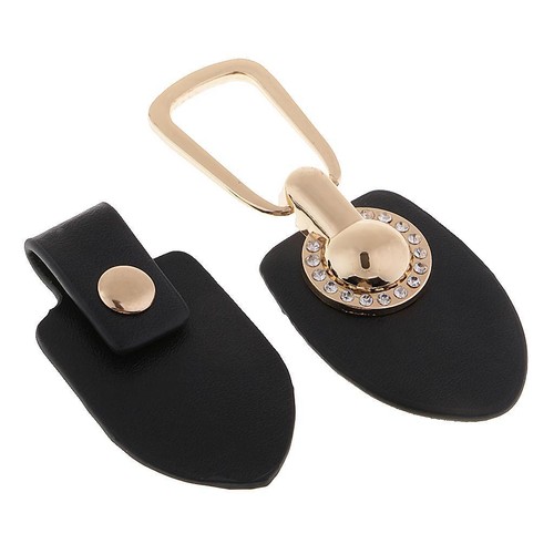 Pair black leather horn - pair,