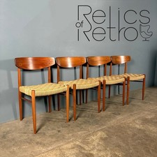 Set Of Four A.M Møbler Model 501 Papercord Danish Dining Chairs Mid Century