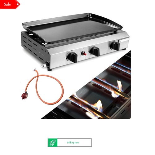 Portable burner gas griddle - 3-burner,