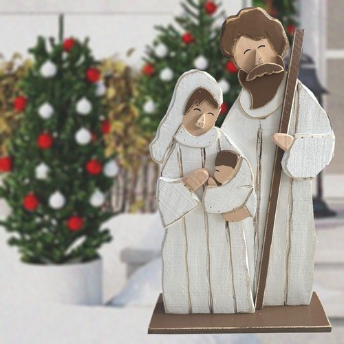 Wooden nativity family - in,
