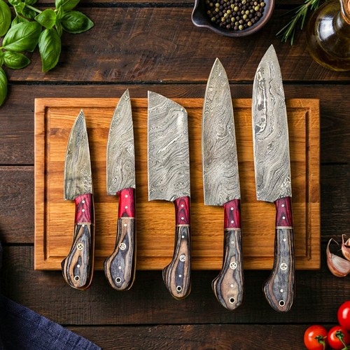 Piece hand forged damascus - 5-piece,