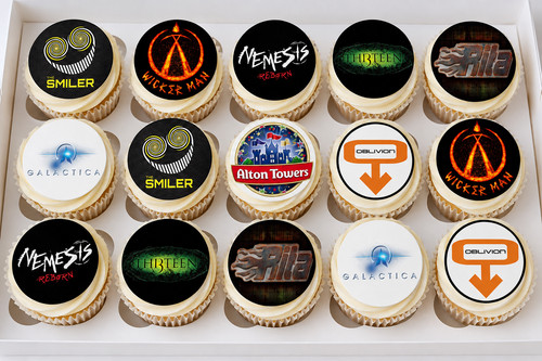 Alton towers themed cupcake - towers,