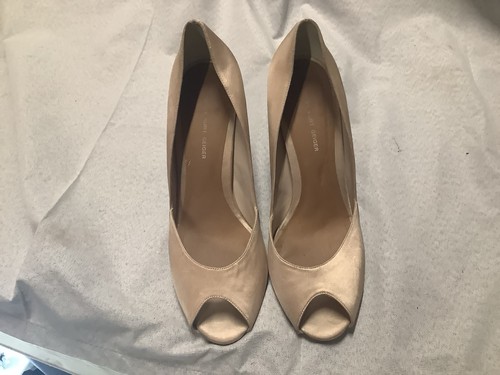 Nude satin peep toe - , stiletto