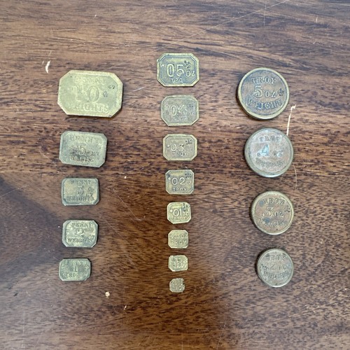 Antique brass scale weights - antique,