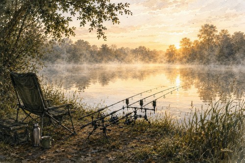 Carp fishing lake sunrise wall - lake,