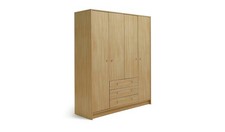Malibu 4 Door 3 Drawer Wardrobe Beech Effect Spacious Bedroom Furniture