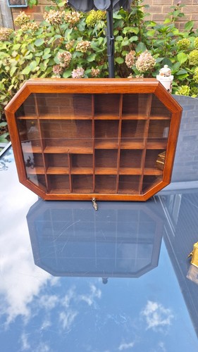 Vintage teak octagonal curio - octagonal,