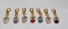 Cute Metal Enamel Owl Handbag Charm, Clip, New