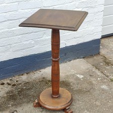 Edwardian Victorian Table Square Solid Wood 1900s 1910 Vintage Antique Chairside