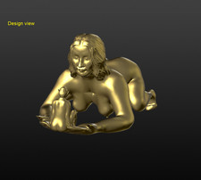 Nude female conversing with