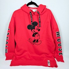 Disney Mickey Mouse Hoodie Red Adult Size UK 12-14 Oversized Fit – Graphic Print
