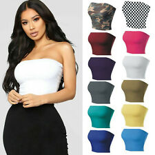 Ladies Womens Strapless Bandeau Elastic Stretch Vest Bra Crop Top BoobTube Tank