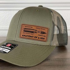 Anatomy Of A Pew 2nd Amendment Patriotic 2A Leather Patch Hat Green/Camo
