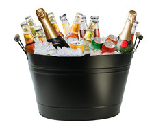 24L Black Galvanised Steel Ice Bucket – Large Oval Drinks Cooler Tub for Parties