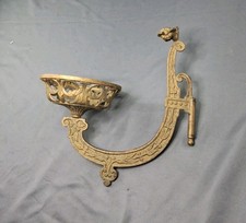 Antique B & H 12 Cast Iron Oil Lamp Holder Wall Bracket Sconce w/ Reflector Bkt.
