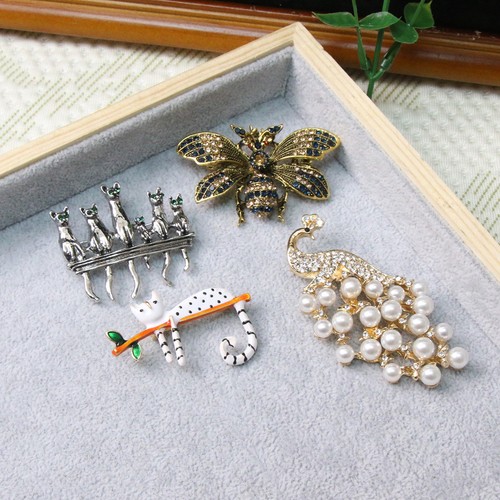 Peacocks cats spiders - cats, brooches