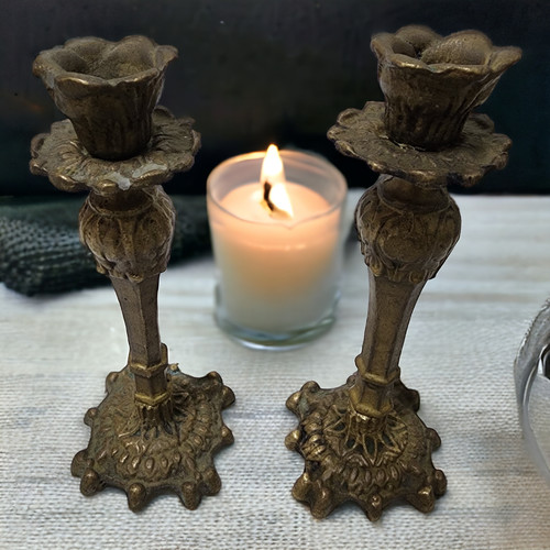 Antique brass candlestick - antique,