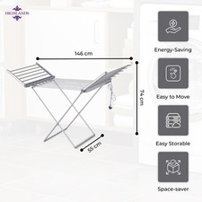 Highlands Electric Heated Clothes Dryer Folding Energy-Efficient Indoor Airer
