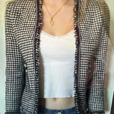 Tweed Blazer Jacket Zara M