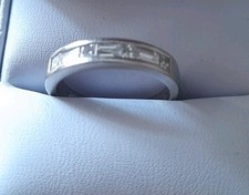 Platinum 0.56ct Baguette Princess Cut Diamond Half Eternity Ring. K. 4mm Width