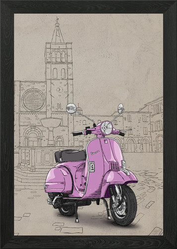 Pink vespa framed - framed, art